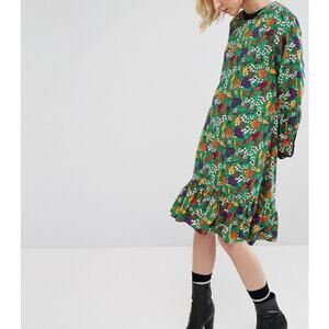 STYLENANDA Drop Hem Midi Garden Floral Dress Size Medium